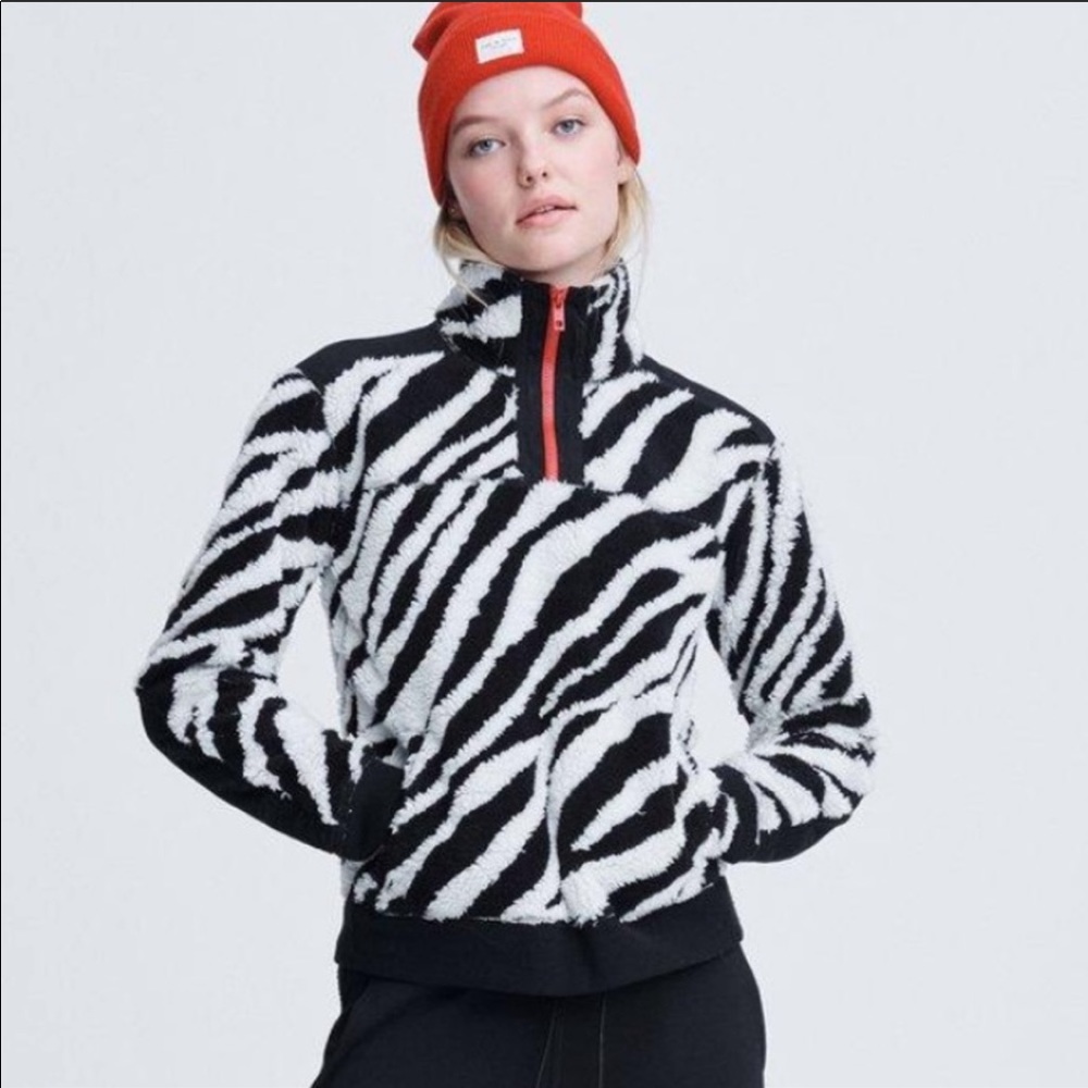Rag & Bone Zebra Print Half Zip Pullover S - image 2